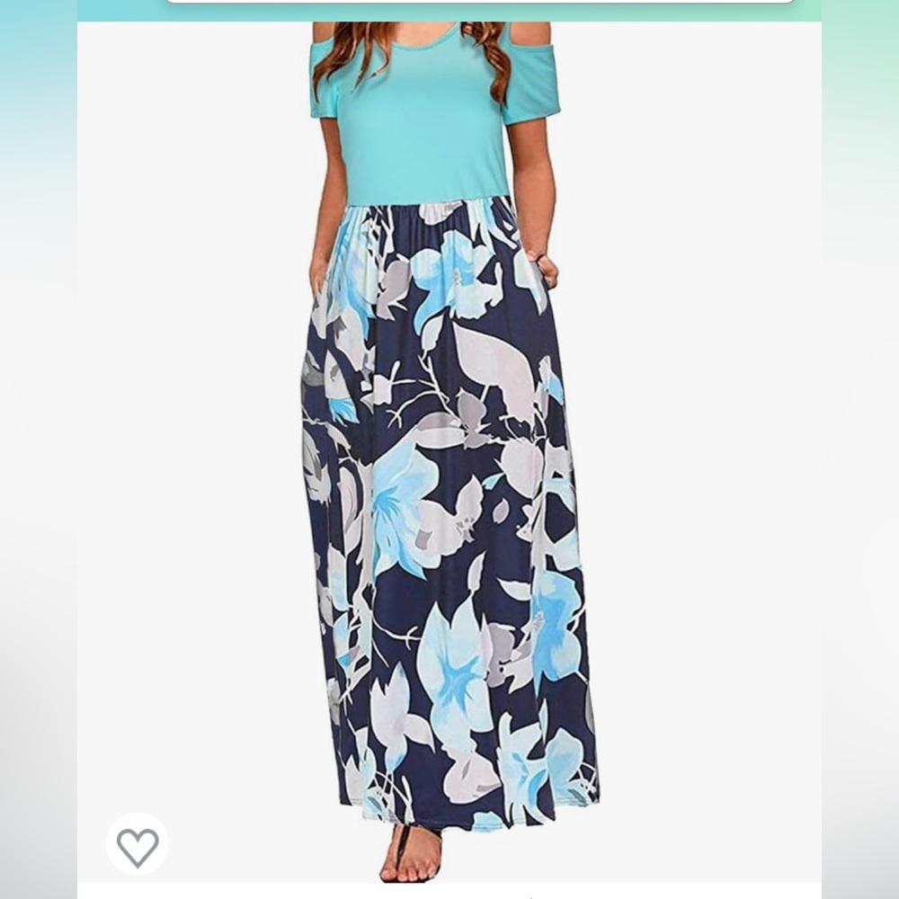 Stylewood short sleeve, cold shoulder floral maxi dress w/ pockets size XX large